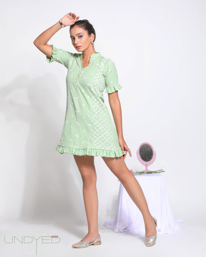 Mint green Cotton Chikankari Tunic