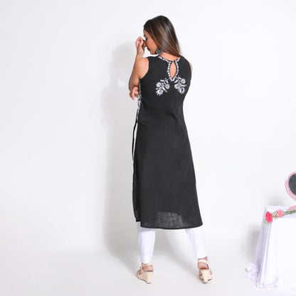 Black Cotton Chikankari Kurta