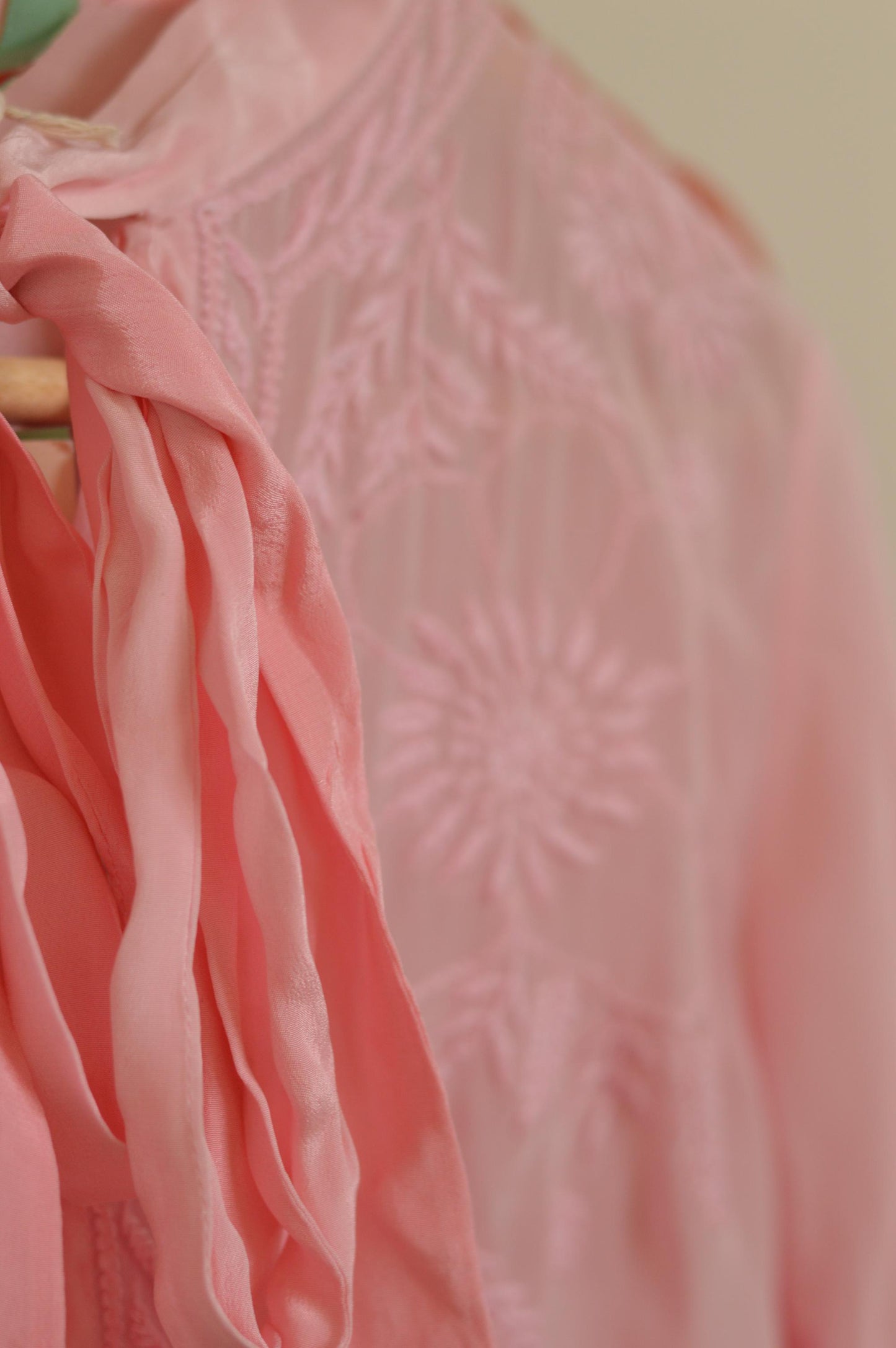 Pink Silk Chikankari Shirt Top