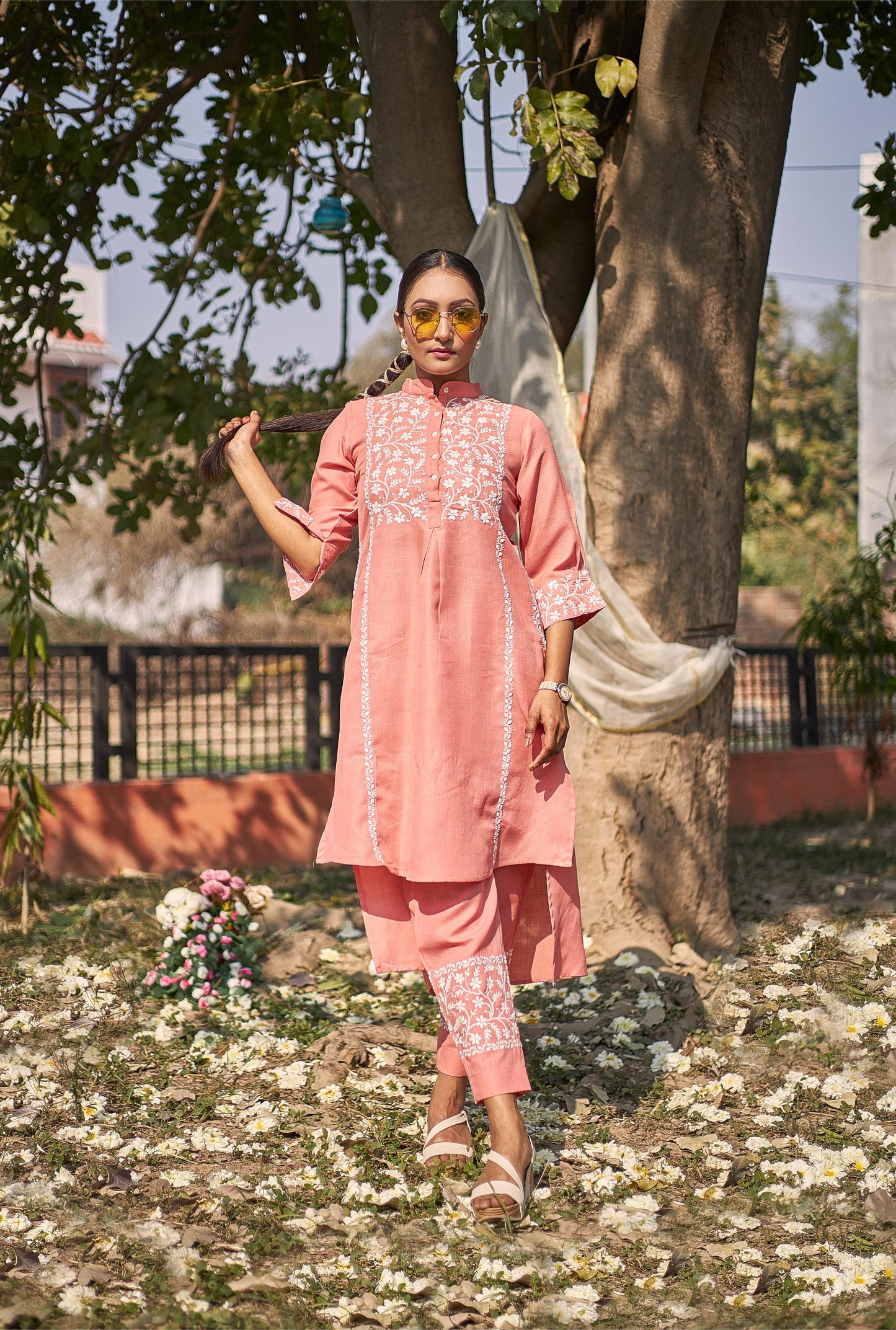 Rooh - Peach Chikankari Kurta Set