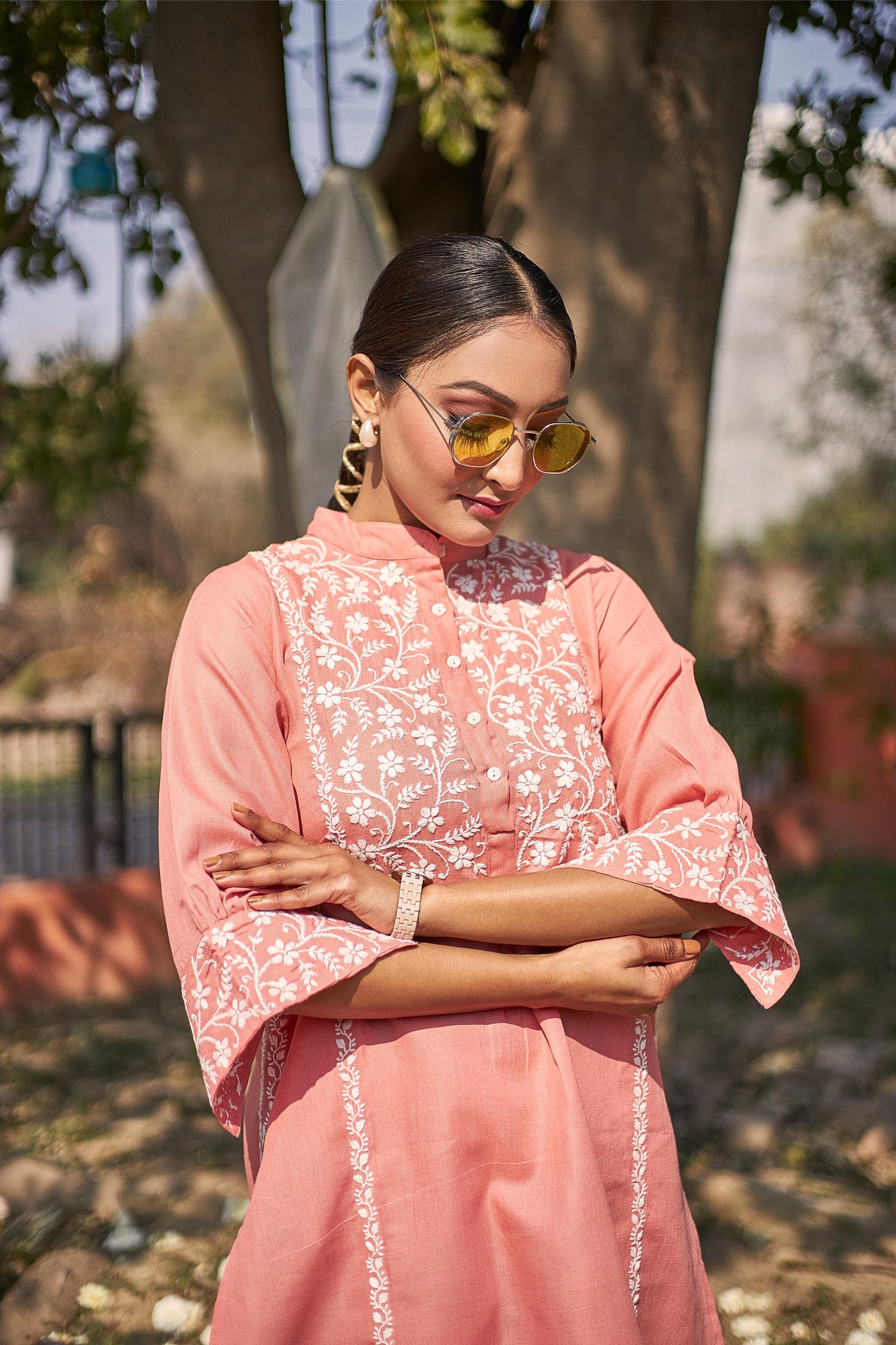 Rooh - Peach Chikankari Kurta Set