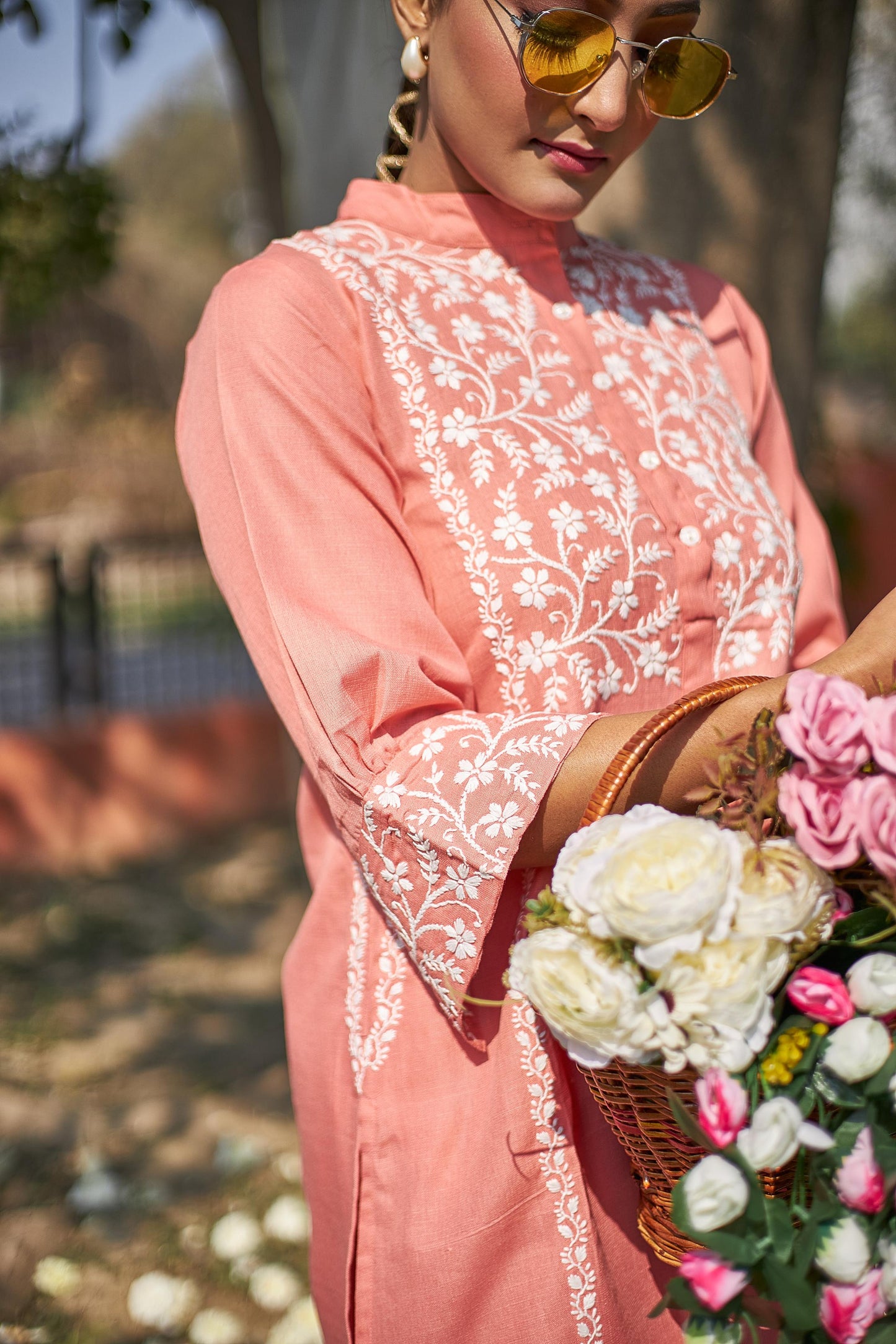 Rooh - Peach Chikankari Kurta Set