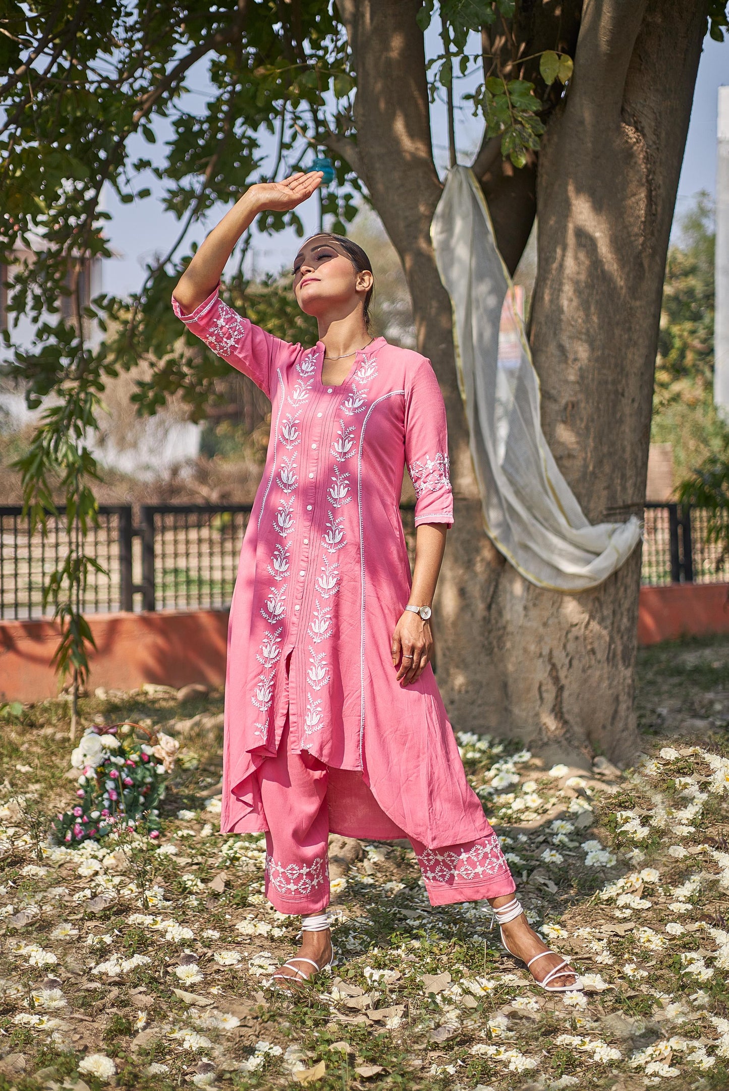 Padma - Pink Chikankari Kurta Set