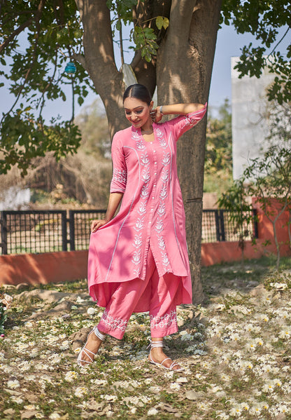 Padma - Pink Chikankari Kurta Set