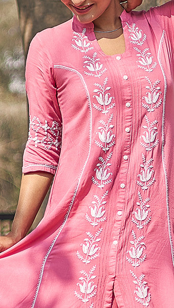 Padma - Pink Chikankari Kurta Set