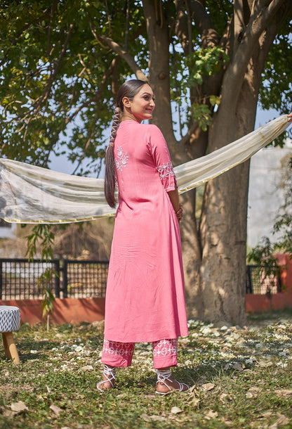 Padma - Pink Chikankari Kurta Set