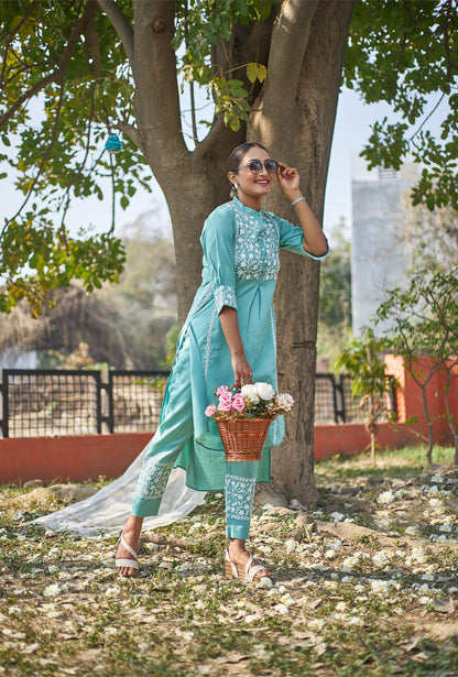 Rooh - Peach Chikankari Kurta Set