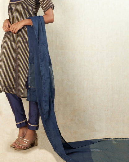 Navy Blue Chanderi Dupatta